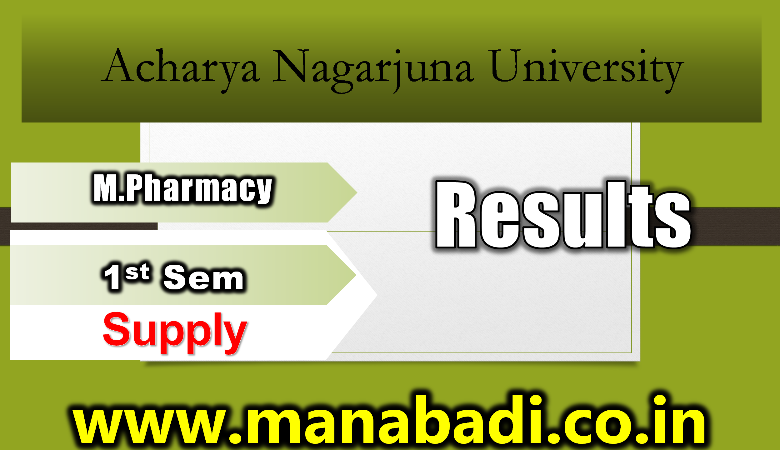 Acharya Nagarjuna University M.Pharmacy 1st Sem Supply Nov 2023 Exam Results