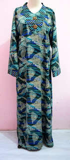 gamis batik muslimah tosca | khisan fashion jual gamis muslim busana wanita murah