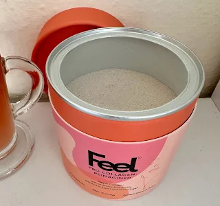 container with collagen powder