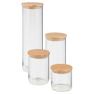 glass storage jars with wood lids