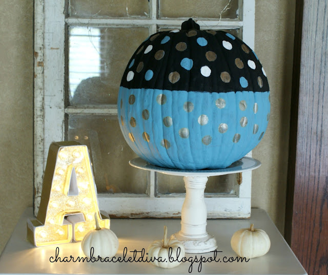 painted polka dot faux pumpkin