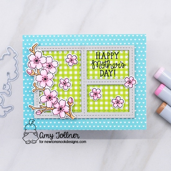 Happy Mother's Day by Amy features Frames & Tags, Cherry Blossoms, Pastel Basics, and Best Mom Oval by Newton's Nook Designs; #inkypaws, #newtonsnook, #mothersdaycards, #cardmaking, #cardchallenge