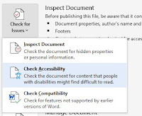 imagen que ilustra la opción de Microsoft Word para revisión de accesibilidad