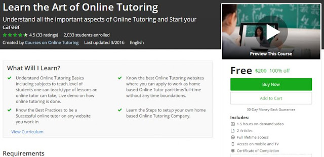 [100% Off] Learn the Art of Online Tutoring|Worth 200$