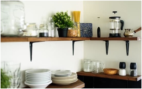 open shelves kitchen