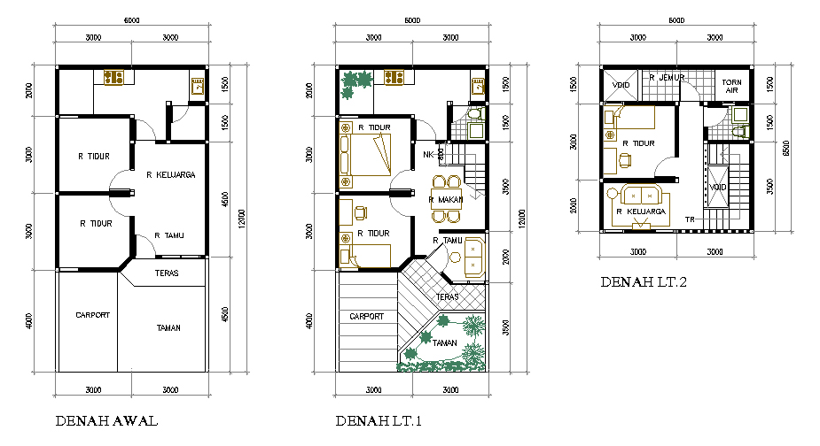 Denah Interior Apartemen 2 Kamar