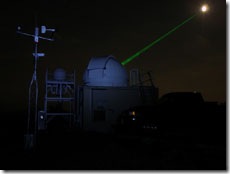 Goddard's Laser Ranging Facility aiming laser toward LRO