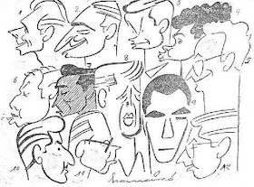 Caricaturas de los participantes en el I Gran Torneo Internacional de Ajedrez Santander 1958