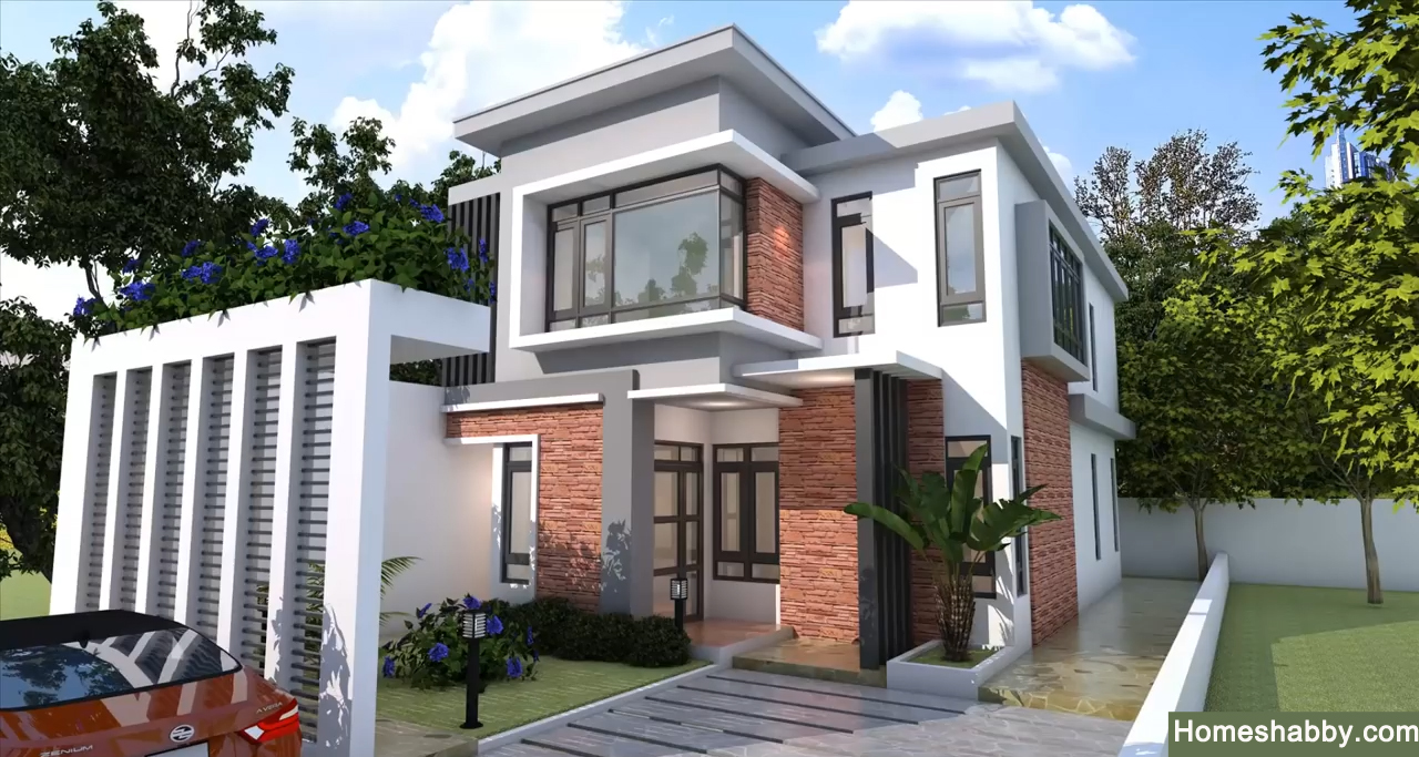 Desain Dan Denah Rumah Lantai 2 Dengan Luas Bangunan 8 X 12 M Konsep Modern Dan Hemat Energi Homeshabbycom Design Home Plans