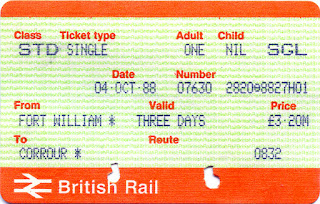 Rail Ticket: Fort William to Corrour 1988