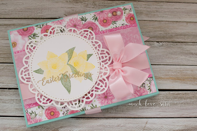 This simple and easy Easter Mini Album/Card, was created with the Envelo-Box Die.  A few simple adjustments to the basic die cut, creates the album base.  Video tutorial of how to assemble the Envelo-Box included.