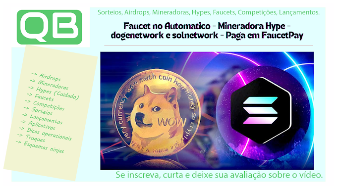 Faucet no Automatico - Mineradora Hype - dogenetwork e solnetwork - Paga em FaucetPay