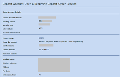 Open Online RD in Vijaya Bank