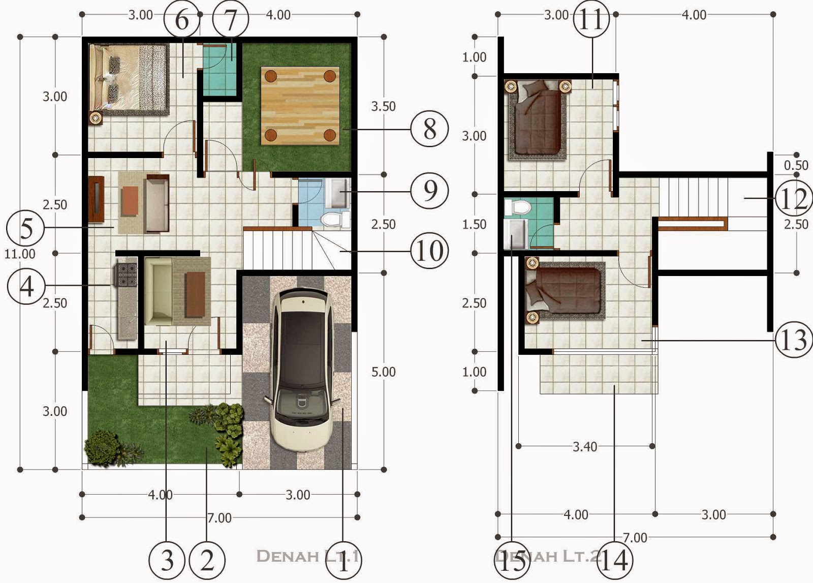 desain rumah ukuran 6x7 meter<br />