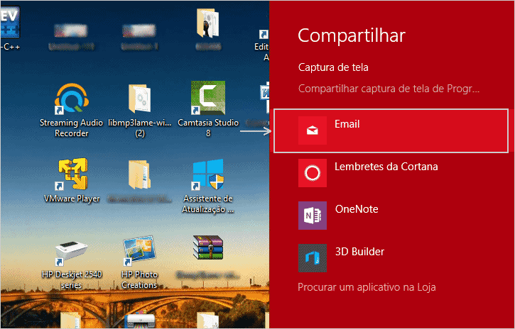 Compartilhar print screen por e-mail