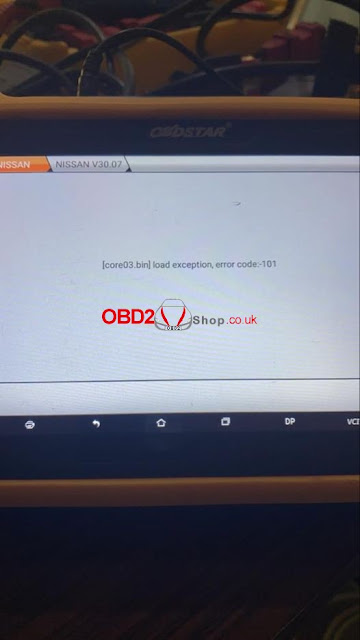 Obdstar X300 DP Plus “load exception, error code:-101