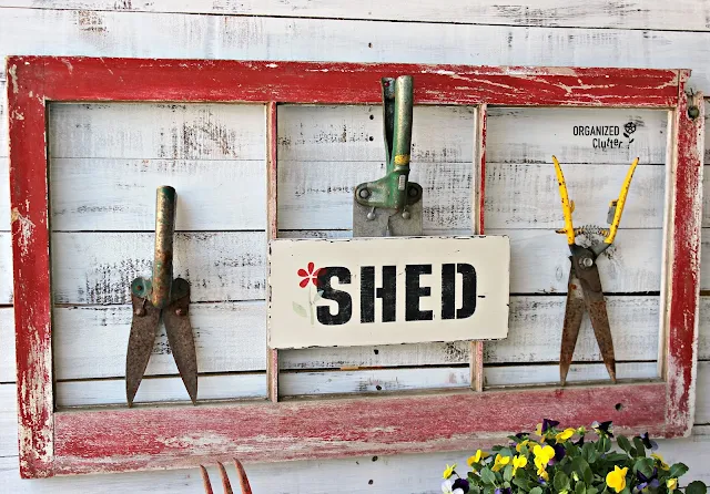 DIY Vintage Grass Shears & Stenciled Garden Shed Sign