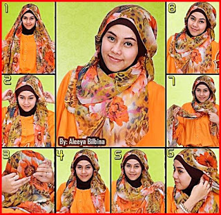 Tutorial Hijab Pashmina Motif Bunga