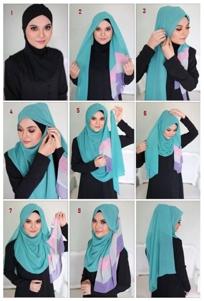 Trend pola kreasi tutorial gaya desain model hijab dengan jilbab atau kerudung segi empa 35 Model Tutorial Hijab Segi Empat Terbaru 2017/2018