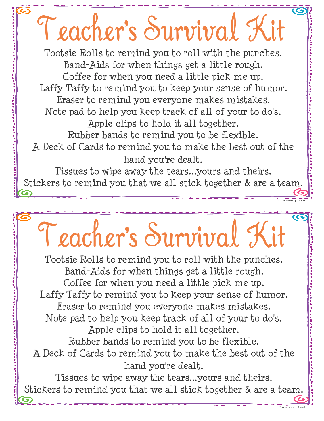 simply made with love Teacher's Survival Kit
