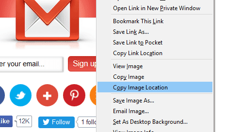 Copy image location