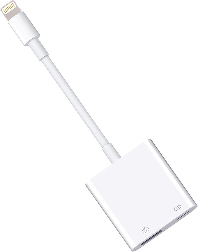 MFI-Certified Lightning to USB Camera Adapter with Charging Port, Portable Lightning to USB Female OTG Adapter Compatible with iPhone , iPhone to USB Adapter Plug and Play Support Card Reader- No App Needed