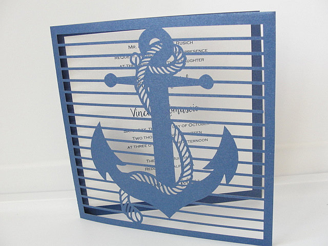 Navy Laser Cut Wedding Invitations