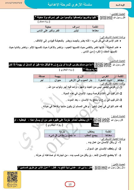 مراجعة متوقعة تربية إسلامية للصف الأول الإعدادي نوفمبر2023 Img_20231112054220_16001_46309