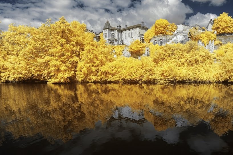 Paisajes franceses de color amarillo infrarrojo