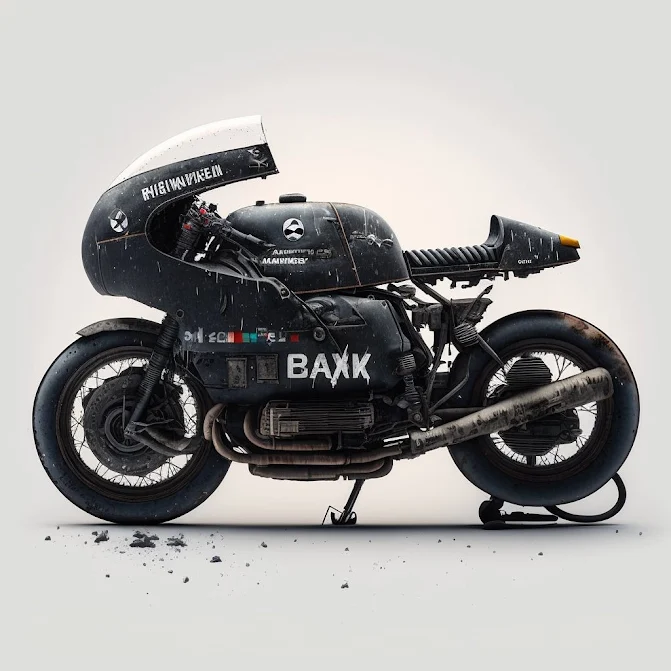 Matte Black Boxer Cafe Racer Caricature AI Art by an_improbable_future