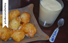 Buñuelos de manzana con natillas