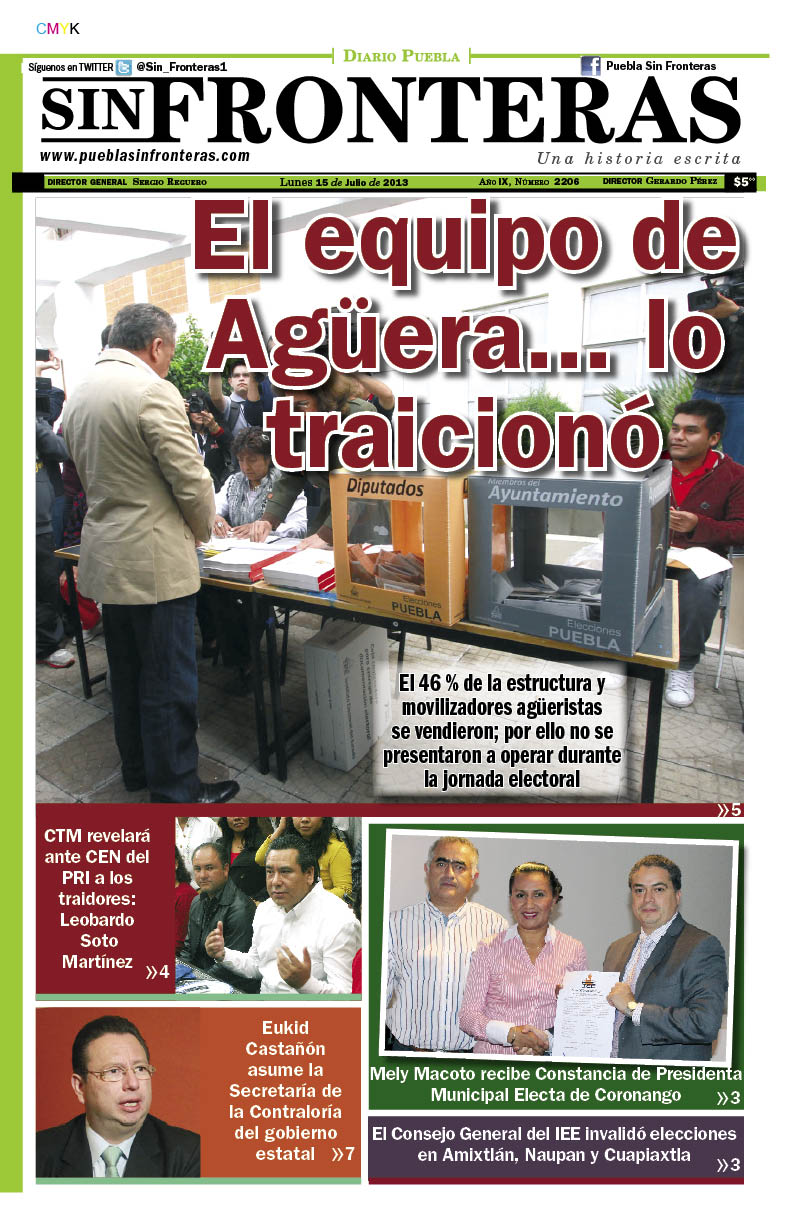 Sicla: Ocho columnas y Portadas del 15 de julio del 2013