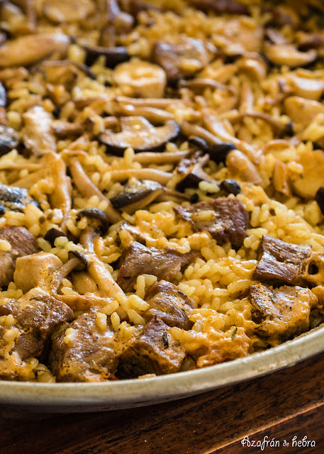 Arroz de presa ibérica y setas