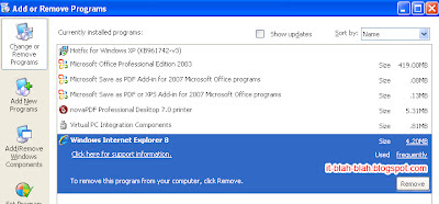 How to remove IE8 in Windows XP