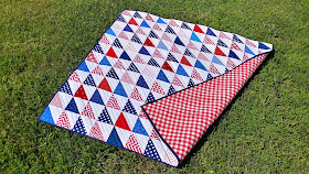 Red, white, and blue half square triangle (HST) quilt