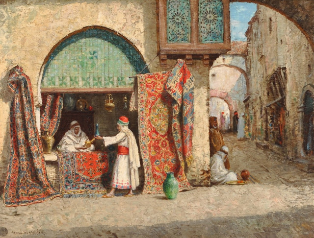 Une vue du Bazar d'Alger, 1911 - Addison Thomas Millar (Américain - 1860-1913) - Huile sur toile - 35,8 X 46,1 cm