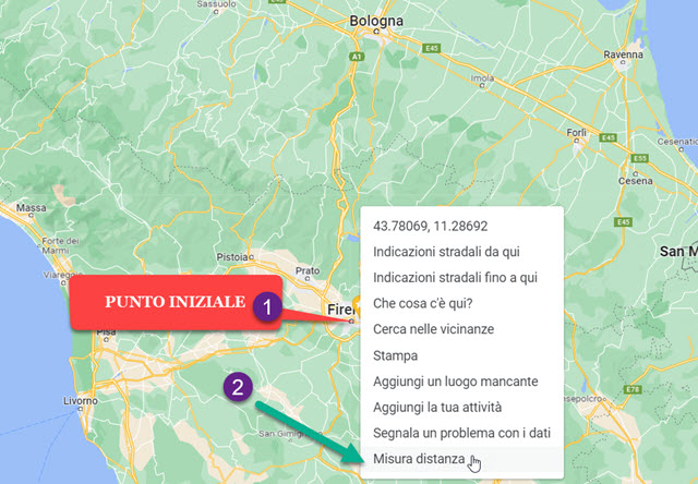 misurazione della distanza su google maps