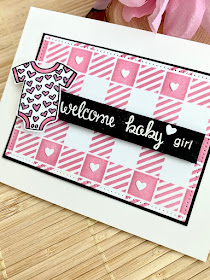 Coordinating Baby Gift Projects by August Guest Designer Angie Cimbalo | Loveable Laundry Stamp Set, Happy Little Thoughts Stamp Set, and Gingham Stencil by Newton's Nook Designs #newtonsnook #handmade