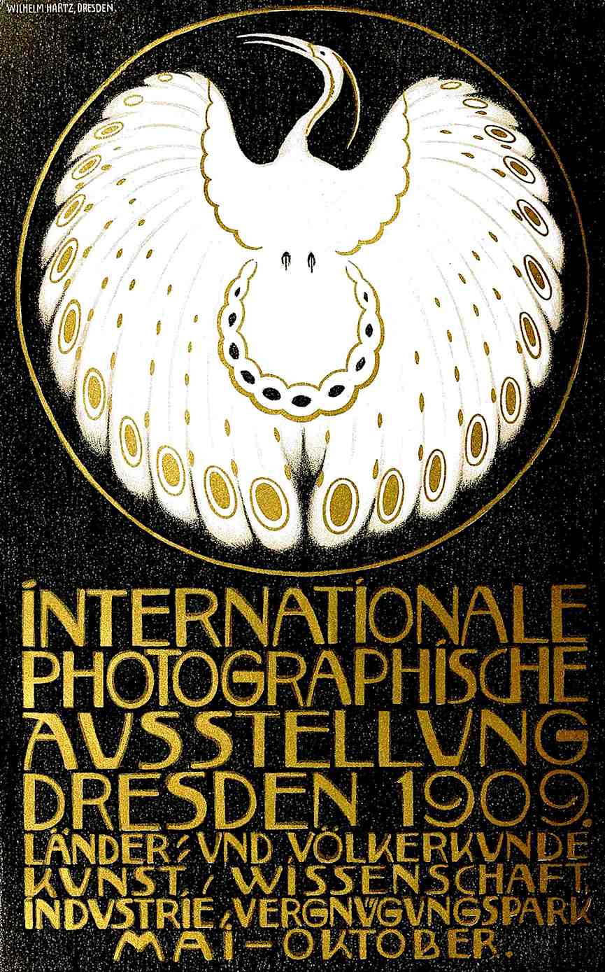 the 1909 Dresden photography exposition poster with metallic gold ink