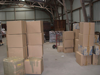 Boxes of smalls ready to load