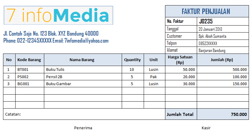 Contoh Faktur Usaha Laundry - Toko FD Flashdisk Flashdrive