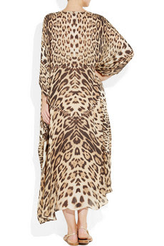 Leopard-print silk-chiffon kaftan