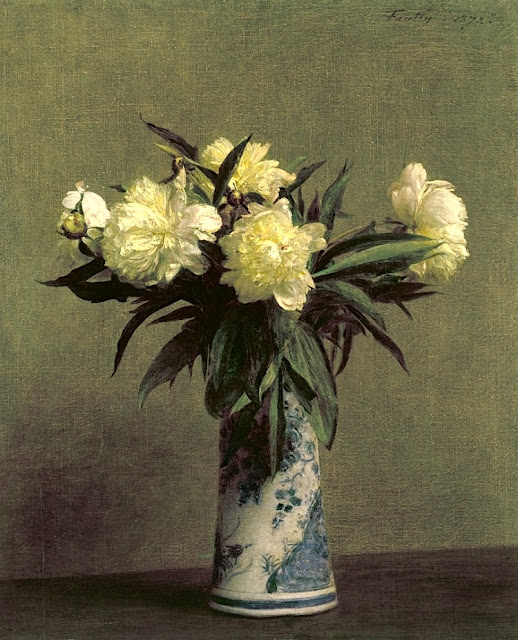 Henri Fantin-Latour (1836-1904), Bouquet de Pivoines Blanches Huile sur toile,  42 x 38cm, 1872 Collection privée