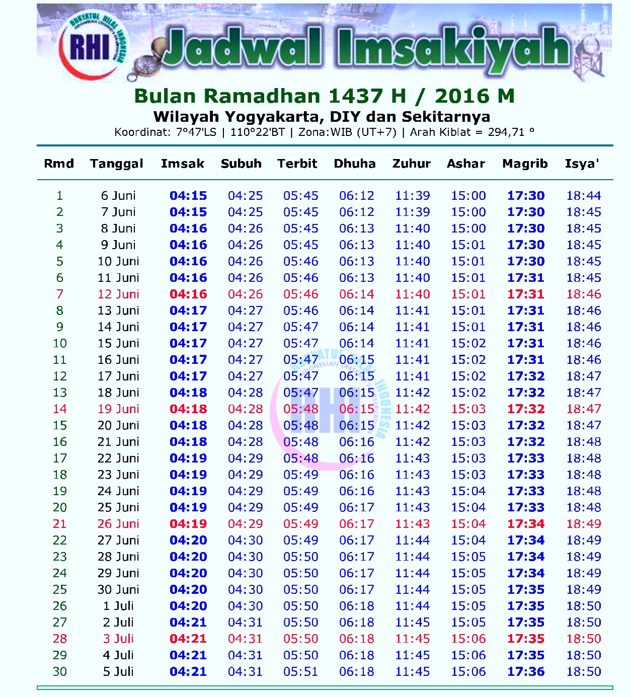 JADWAL IMSAKIYAH PUASA RAMADHAN 2017 / 1438 H  Komunitas 