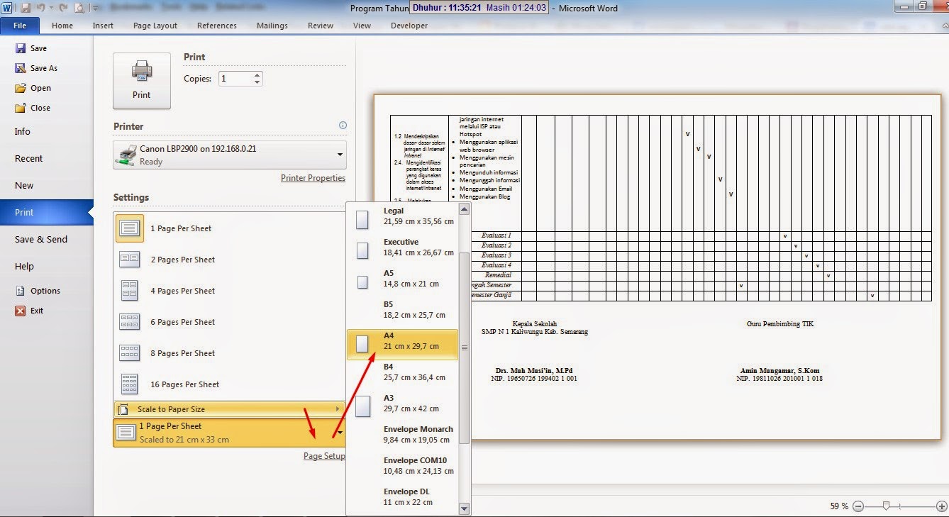 Cara Print Out Dokumen Ukuran Kertas Legal Keukuran kertas 