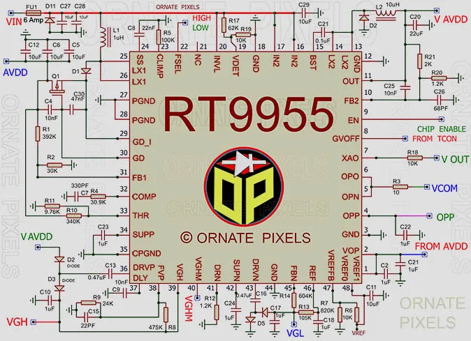 RT9955 IC Circuit Diagram, RT9955 IC Pinout,