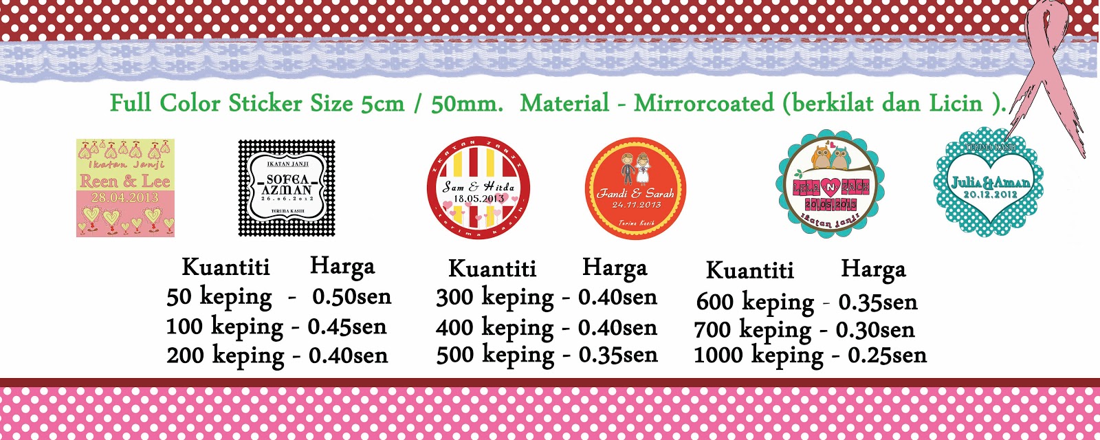  Sticker  ButtonBadge Printing  Senarai Harga  Sticker  