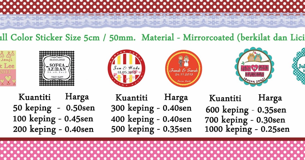  Sticker  ButtonBadge Printing  Senarai Harga  Sticker  