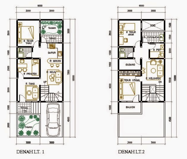 Denah Rumah  Satu  Lantai  Ukuran  8x15  M