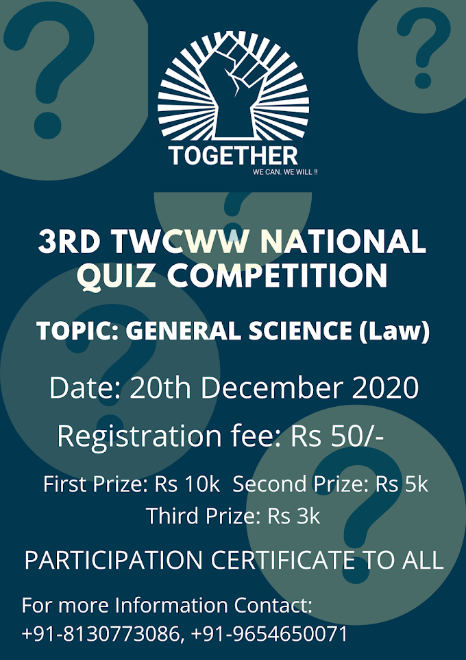 3rd TWCWW National Online Quiz Competition: Register Now !!